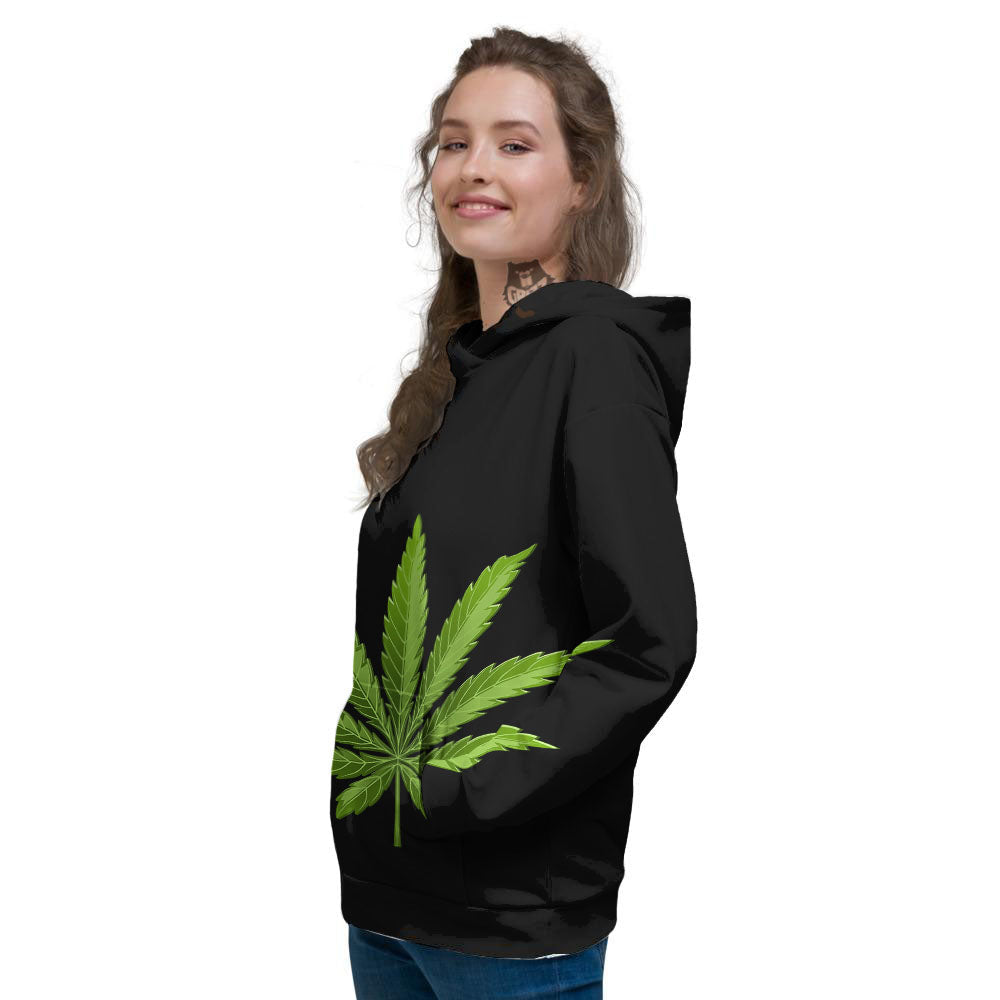 Marijuana Leaf Green Print Women's Hoodie-grizzshop