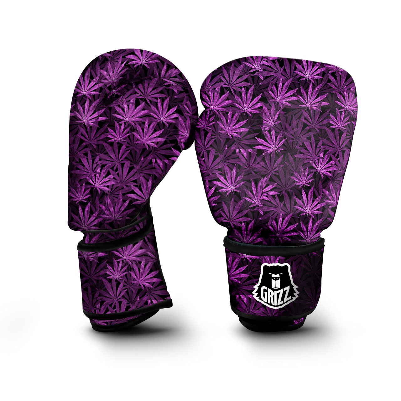 Marijuana Leaf Purple Print Pattern Boxing Gloves-grizzshop