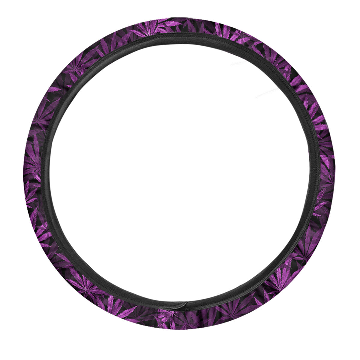 Marijuana Leaf Purple Print Pattern Car Steering Wheel Cover-grizzshop