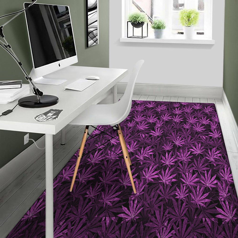 Marijuana Leaf Purple Print Pattern Floor Mat-grizzshop