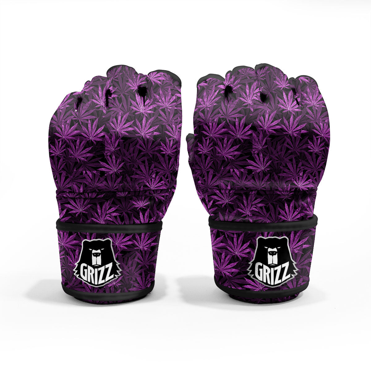 Marijuana Leaf Purple Print Pattern MMA Gloves-grizzshop