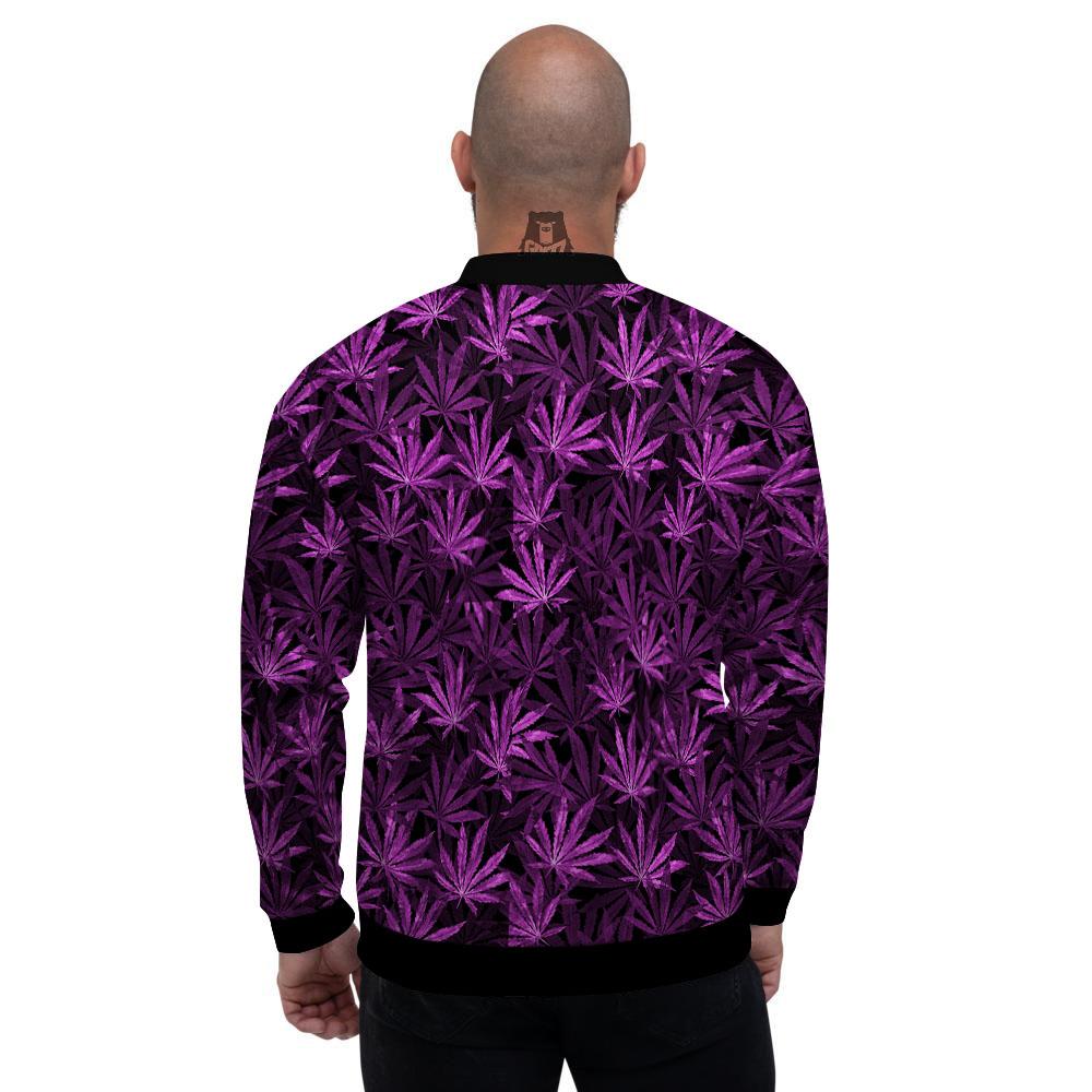 Marijuana Leaf Purple Print Pattern Men's Bomber Jacket-grizzshop