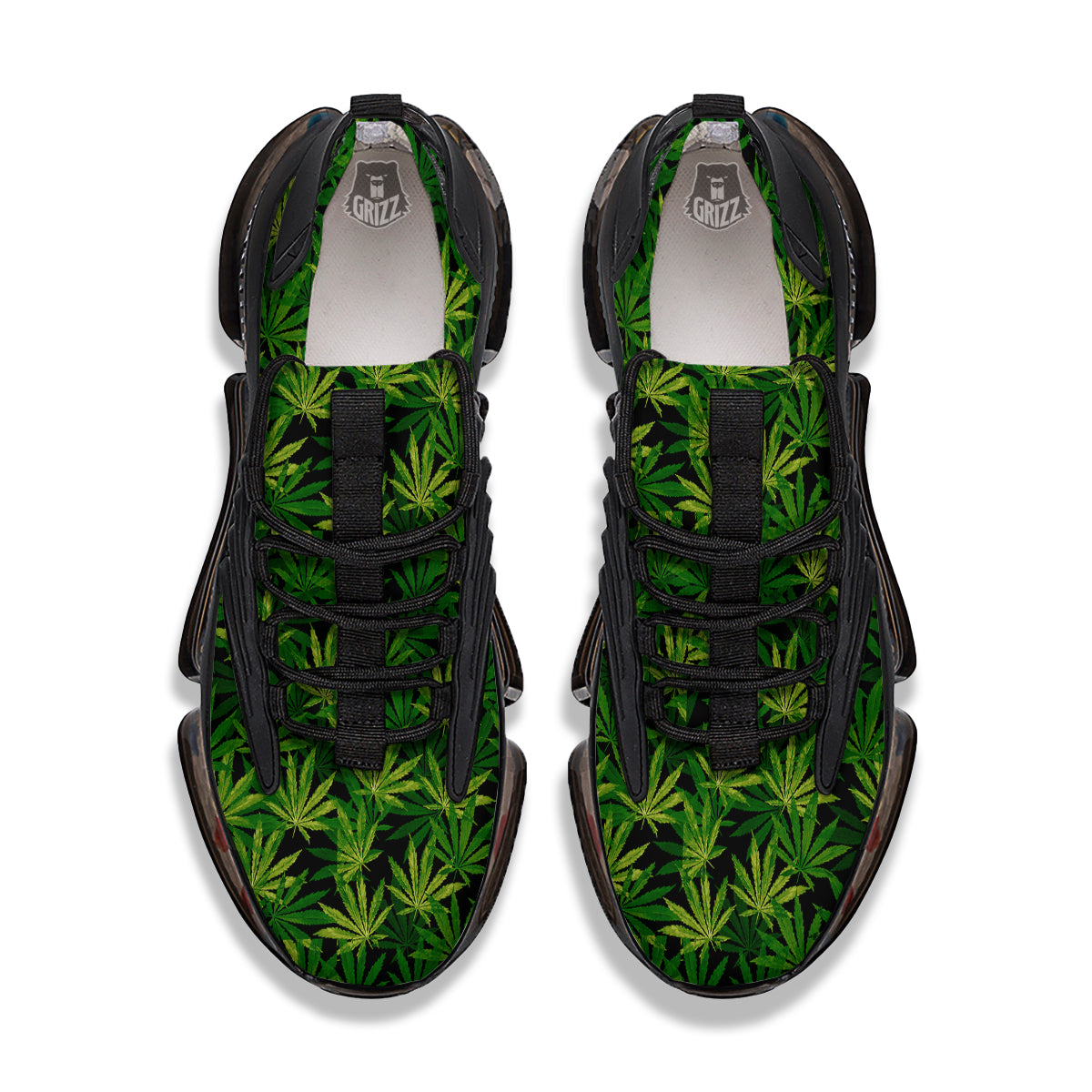 Marijuana Leaf Watercolor Print Pattern Black Gym Shoes-grizzshop