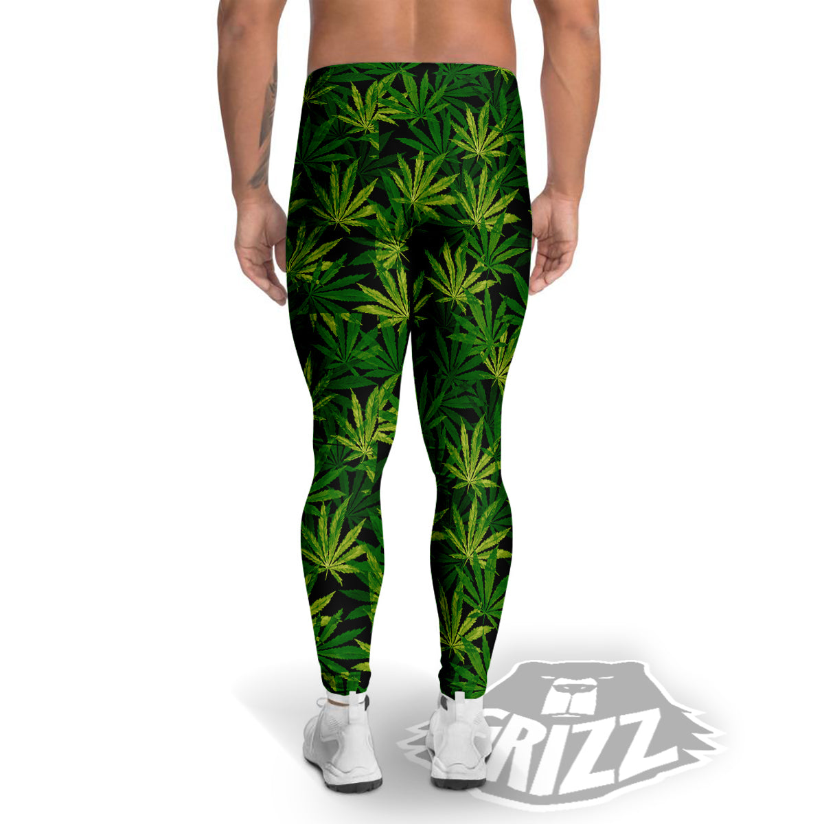 Marijuana Leaf Watercolor Print Pattern Men's Leggings-grizzshop