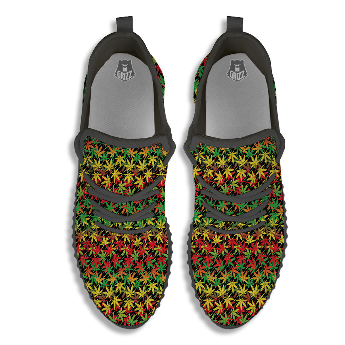 Marijuana Rasta Print Pattern Black Walking Shoes-grizzshop