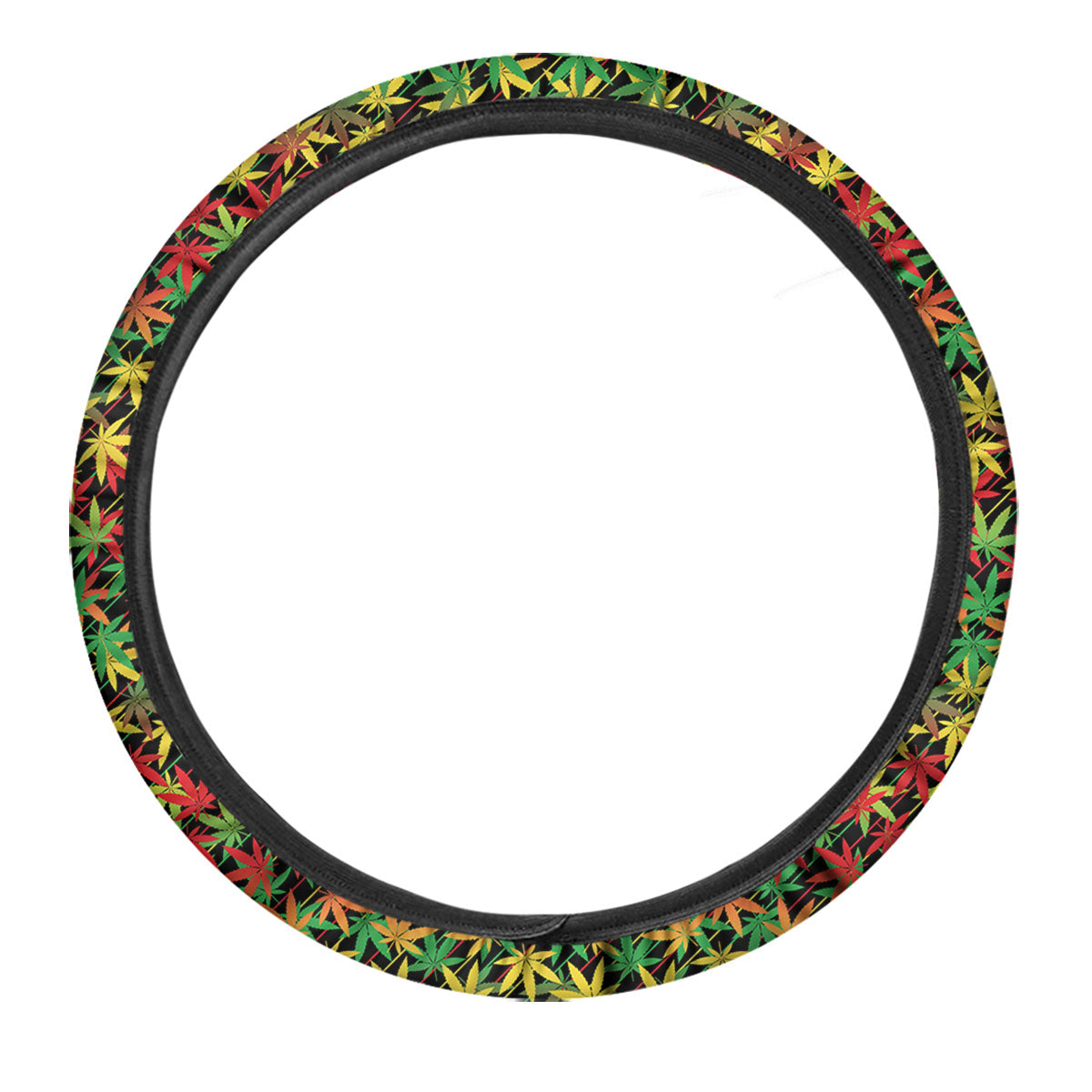 Marijuana Rasta Print Pattern Car Steering Wheel Cover-grizzshop