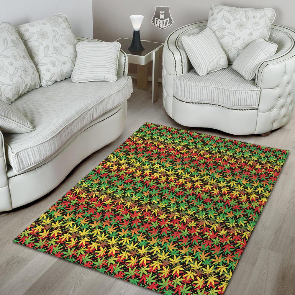 Marijuana Rasta Print Pattern Floor Mat-grizzshop