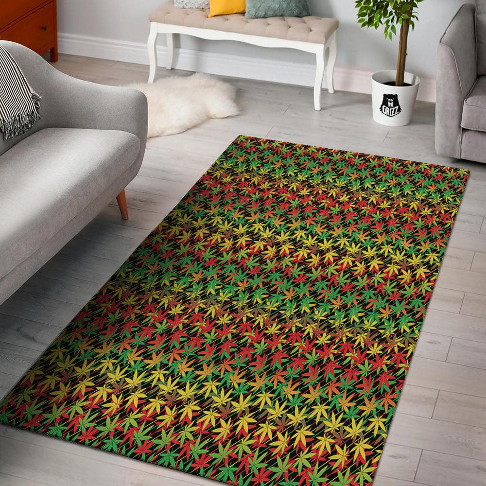 Marijuana Rasta Print Pattern Floor Mat-grizzshop