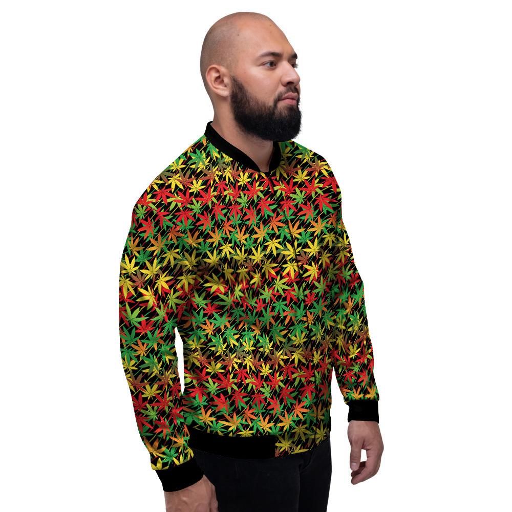 Marijuana Rasta Print Pattern Men's Bomber Jacket-grizzshop