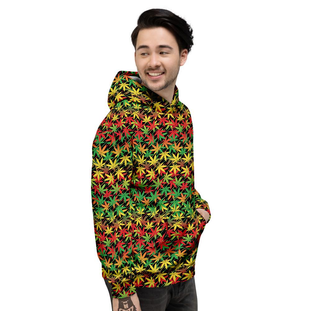 Marijuana Rasta Print Pattern Men's Hoodie-grizzshop