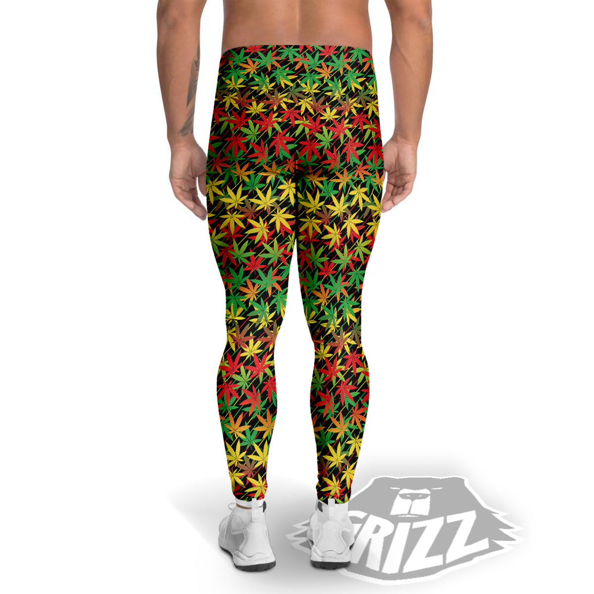 Marijuana Rasta Print Pattern Men's Leggings-grizzshop