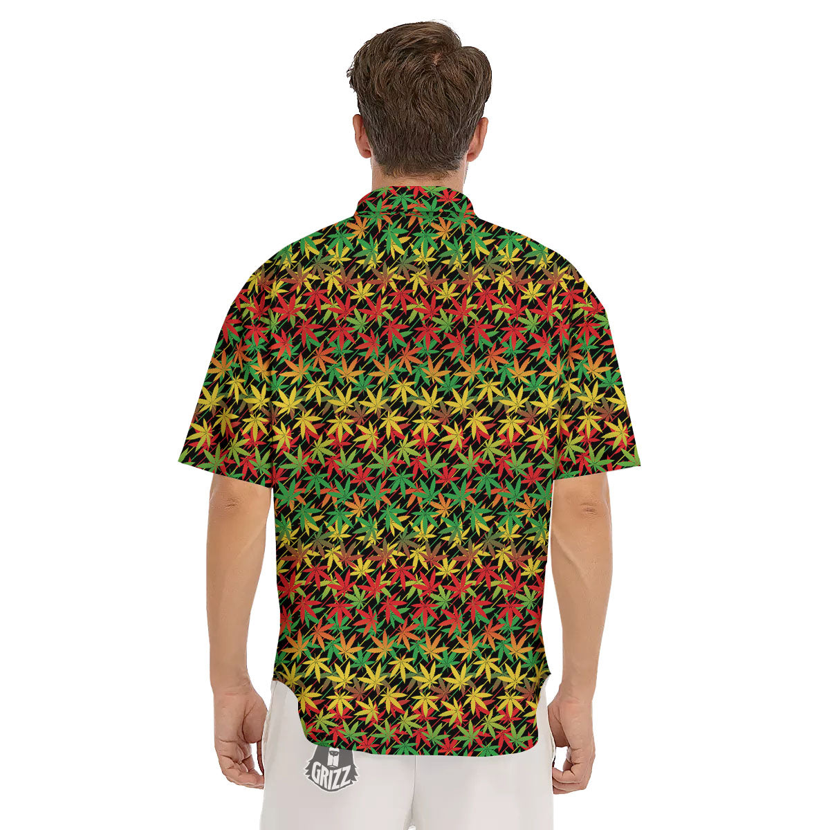 Marijuana Rasta Print Pattern Men's Short Sleeve Shirts-grizzshop