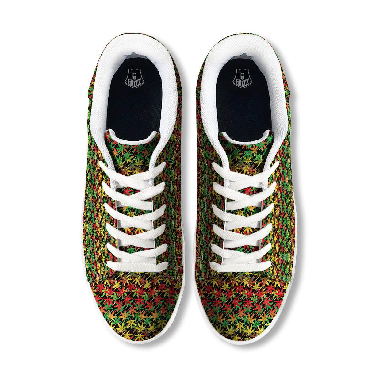 Marijuana Rasta Print Pattern White Low Top Sneakers-grizzshop