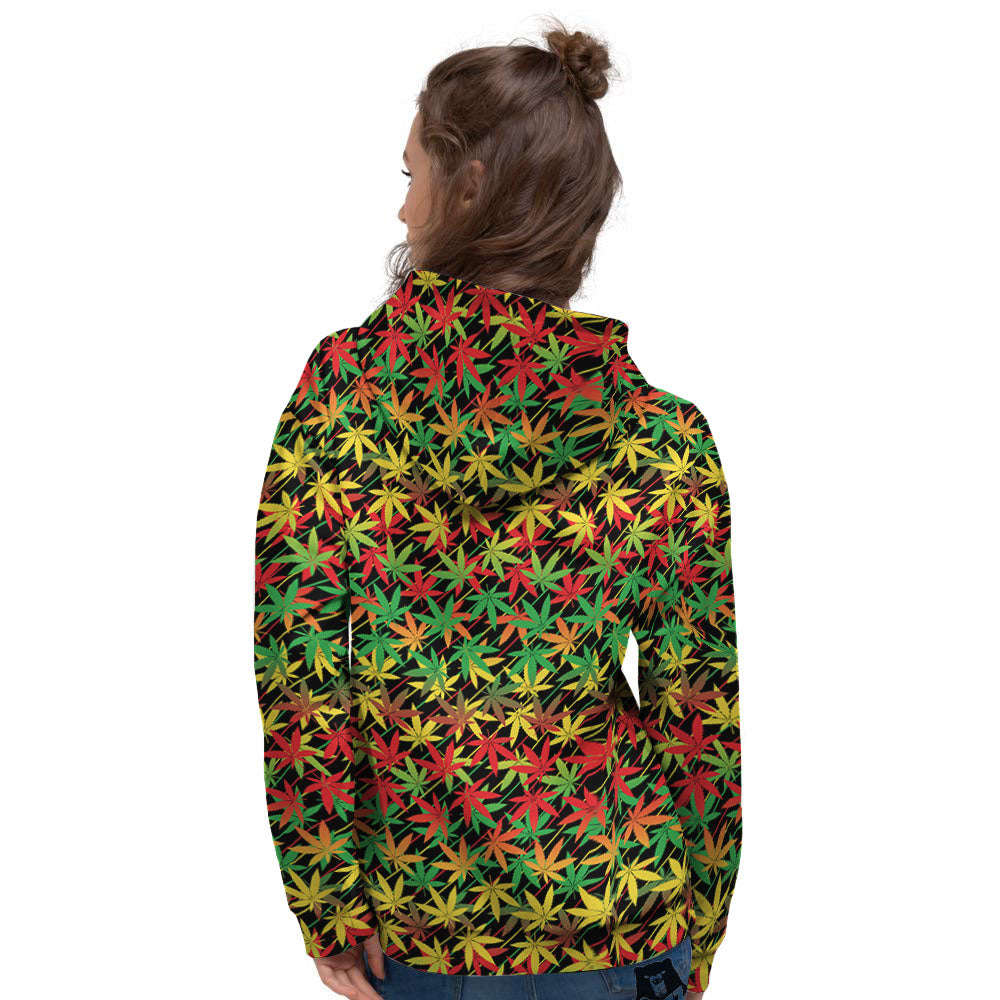 Marijuana Rasta Print Pattern Women's Hoodie-grizzshop