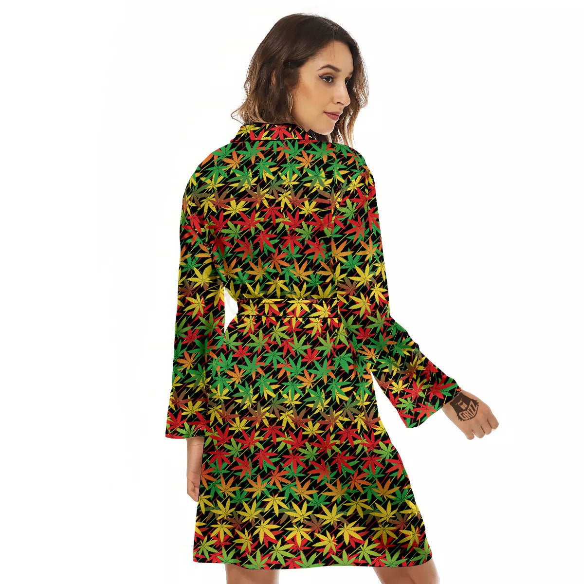Marijuana Rasta Print Pattern Women's Robe-grizzshop