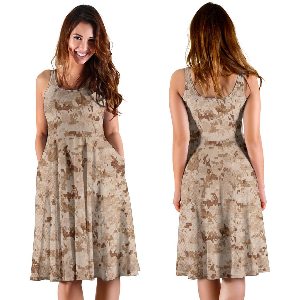 Marine Military Camouflage Camo Pattern Print Dress-grizzshop