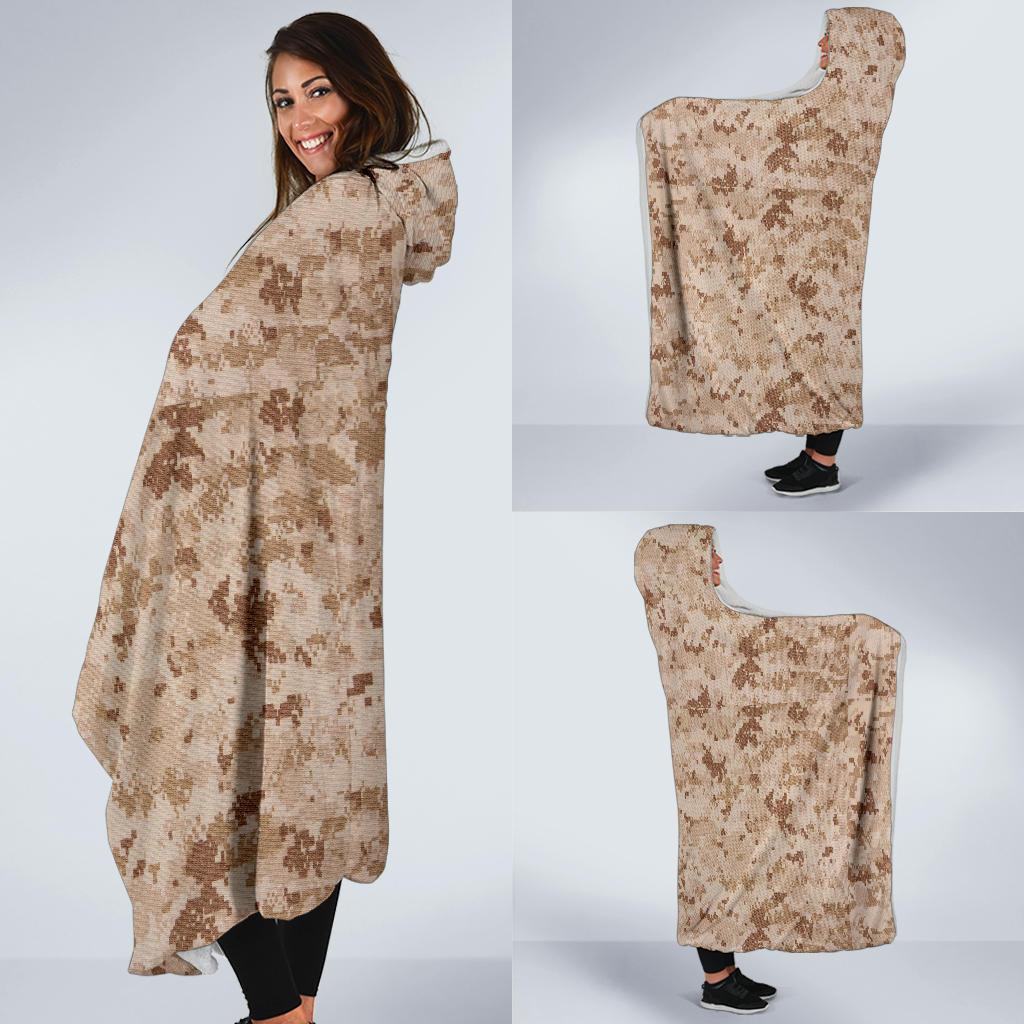 Marine Military Camouflage Camo Pattern Print Hooded Blanket-grizzshop