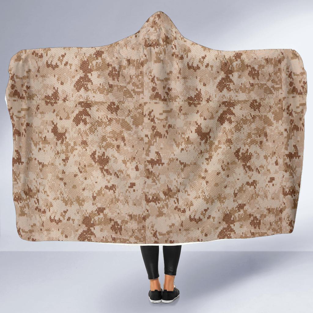 Marine Military Camouflage Camo Pattern Print Hooded Blanket-grizzshop