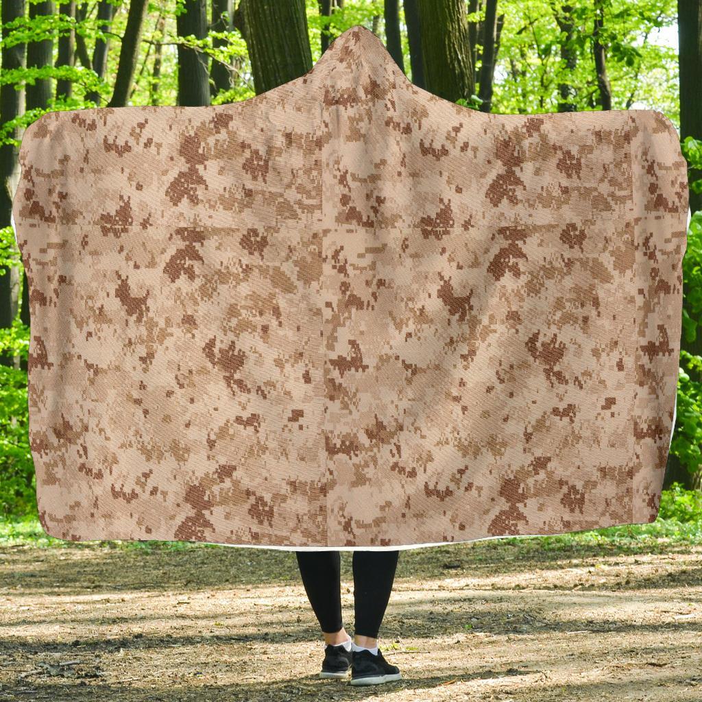 Marine Military Camouflage Camo Pattern Print Hooded Blanket-grizzshop