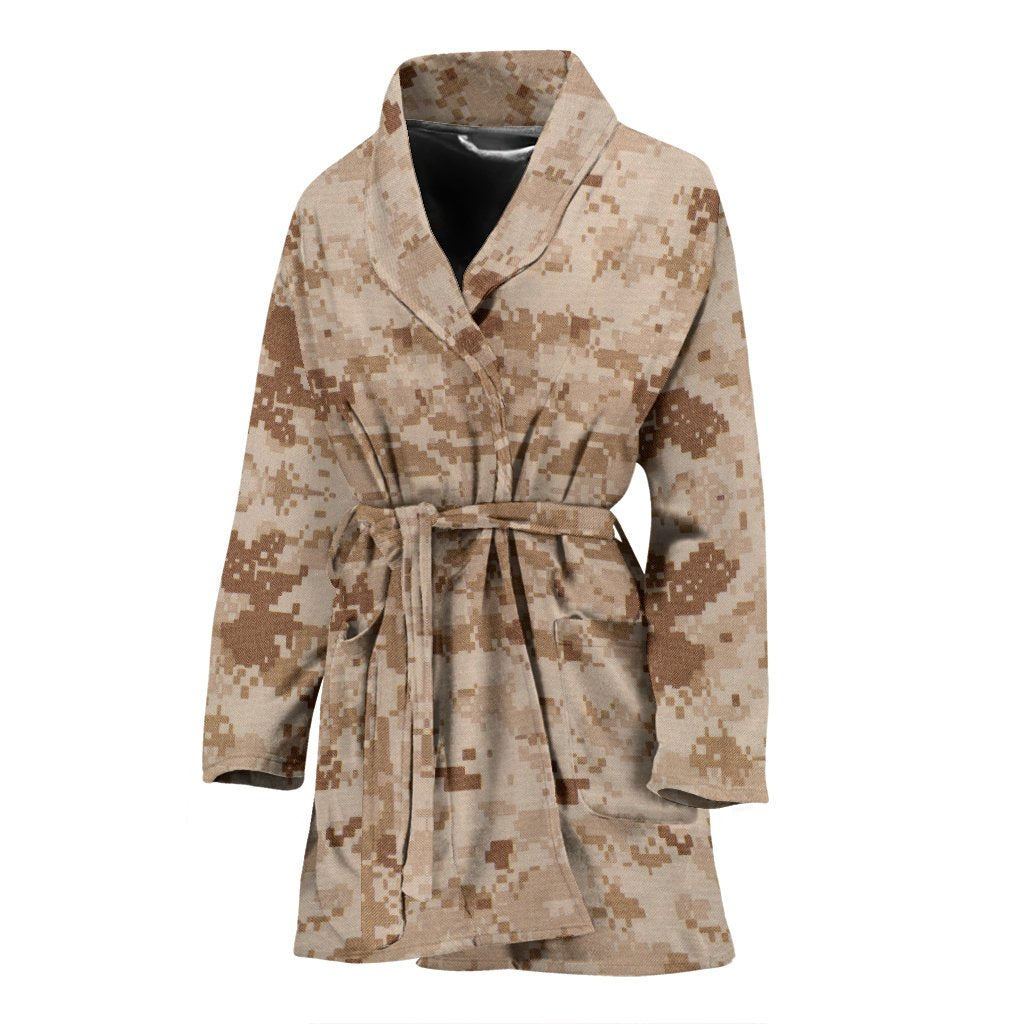 Marine Military Camouflage Camo Pattern Print Women Long Robe-grizzshop