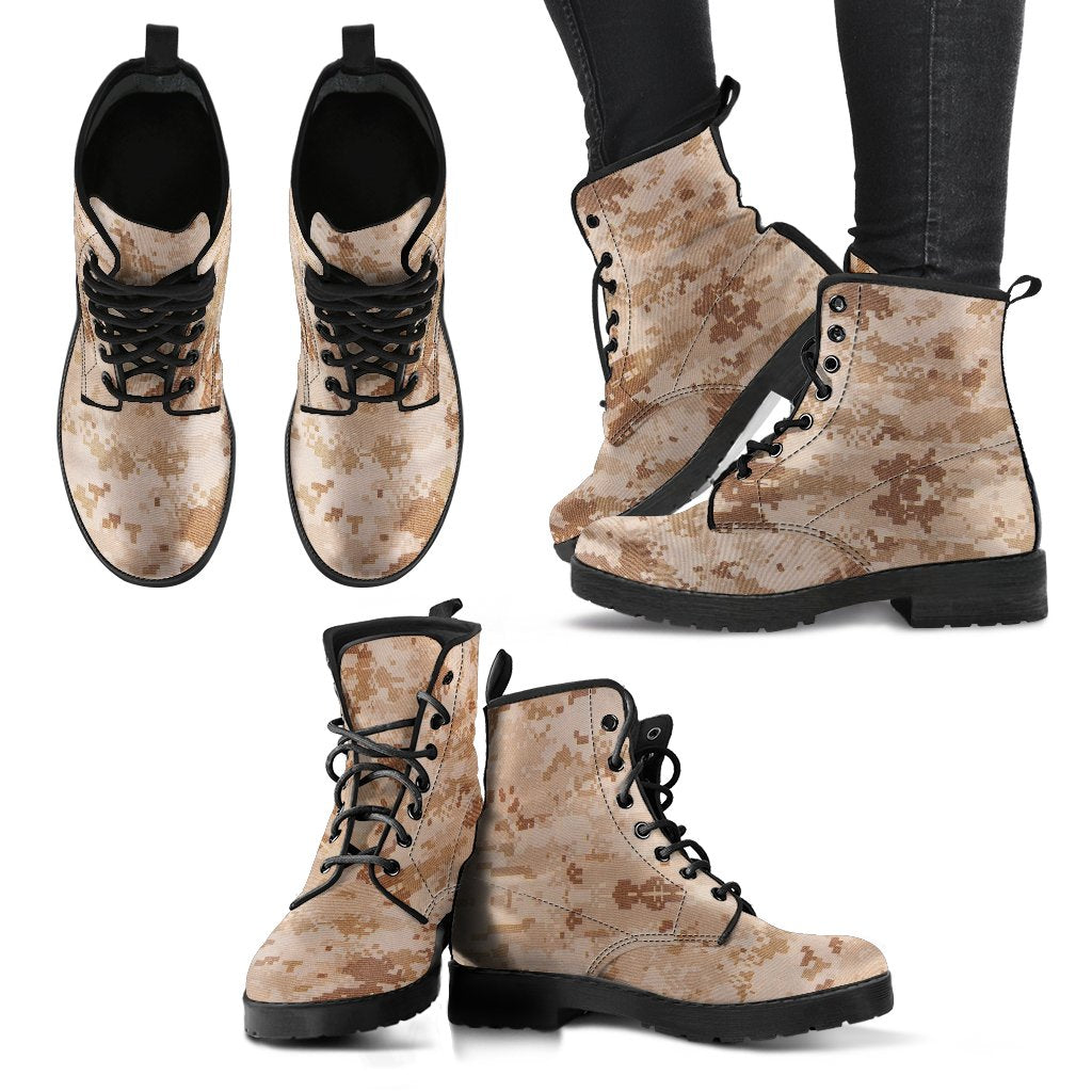 Marine Military Camouflage Camo Pattern Print Men Women Leather Boots-grizzshop