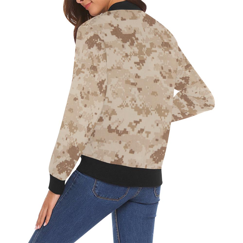 Marine Military Camouflage Camo Pattern Print Women Casual Bomber Jacket-grizzshop