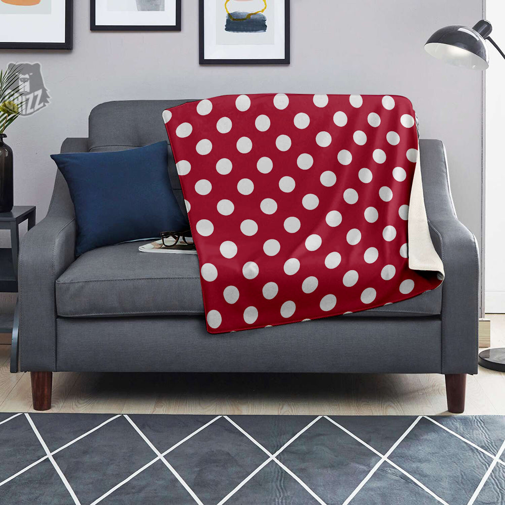 Maroon Color Polka Dot Print Pattern Blanket-grizzshop