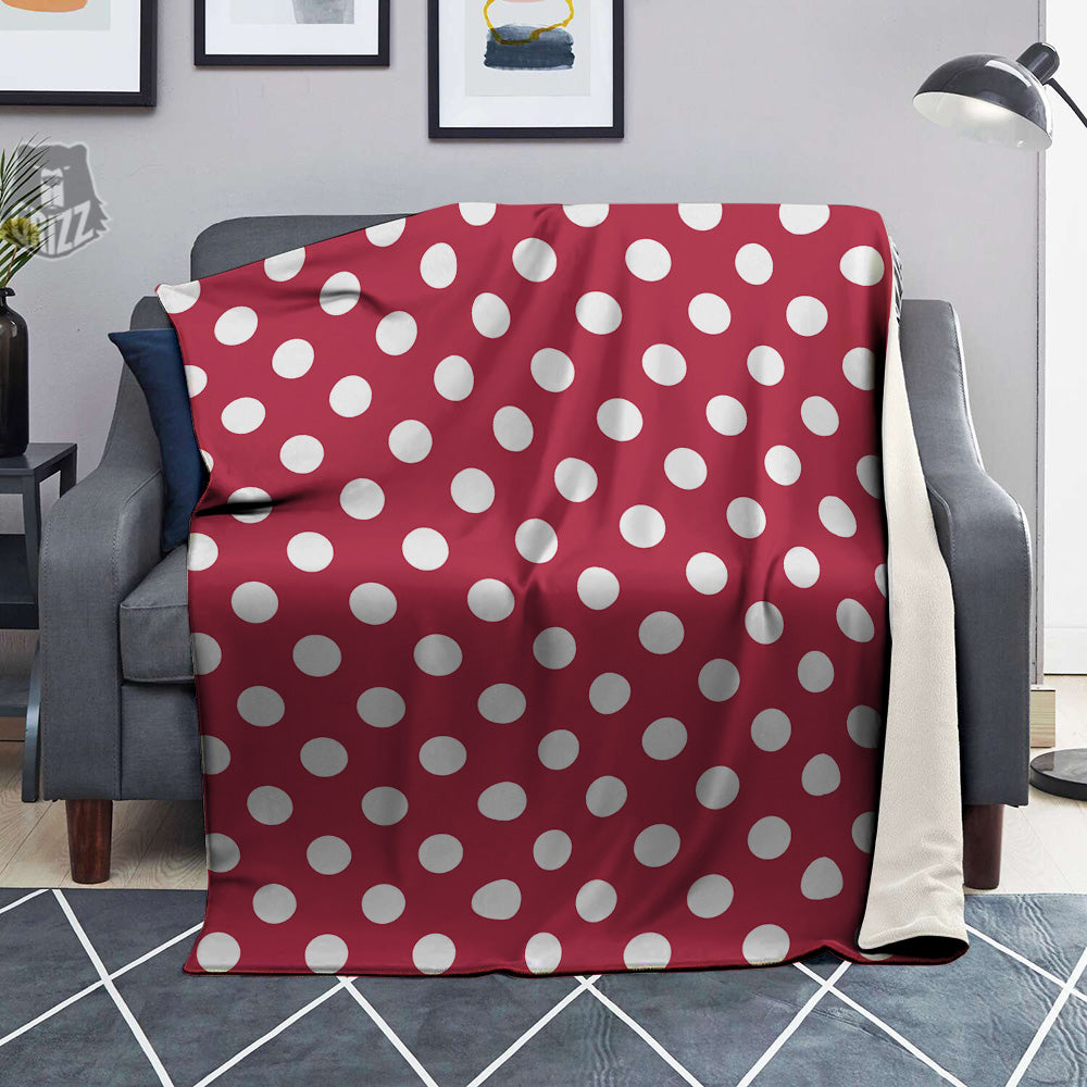 Maroon Color Polka Dot Print Pattern Blanket-grizzshop