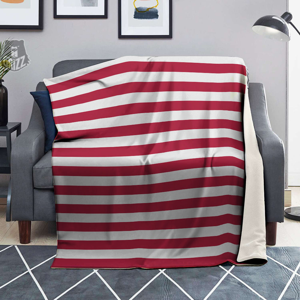 Maroon Color Striped Print Blanket-grizzshop