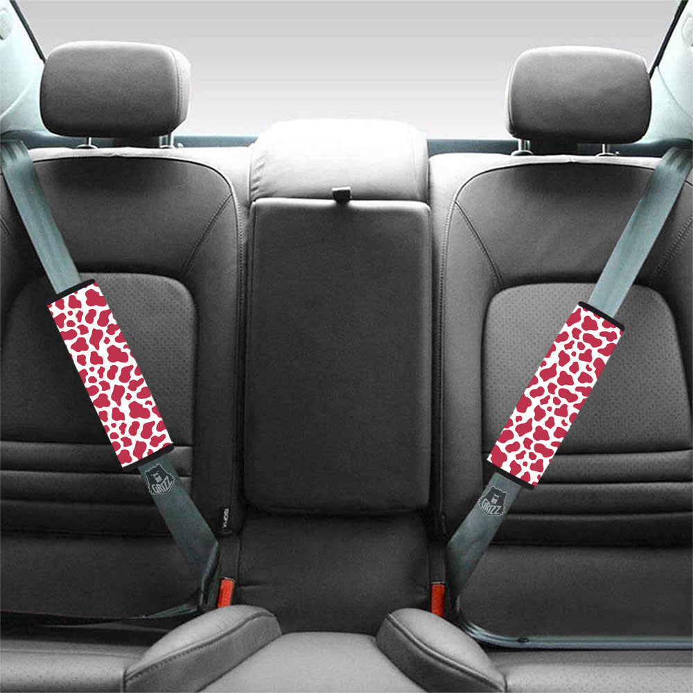 Maroon Cow Print Pattern Car Seat Belt Cover-grizzshop