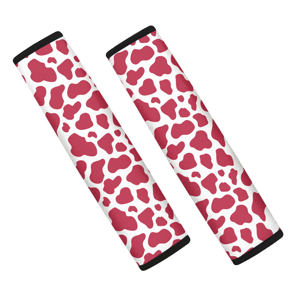 Maroon Cow Print Pattern Car Seat Belt Cover-grizzshop