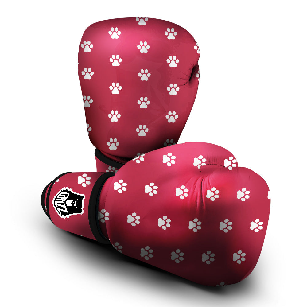 Maroon Paw Print Boxing Gloves-grizzshop