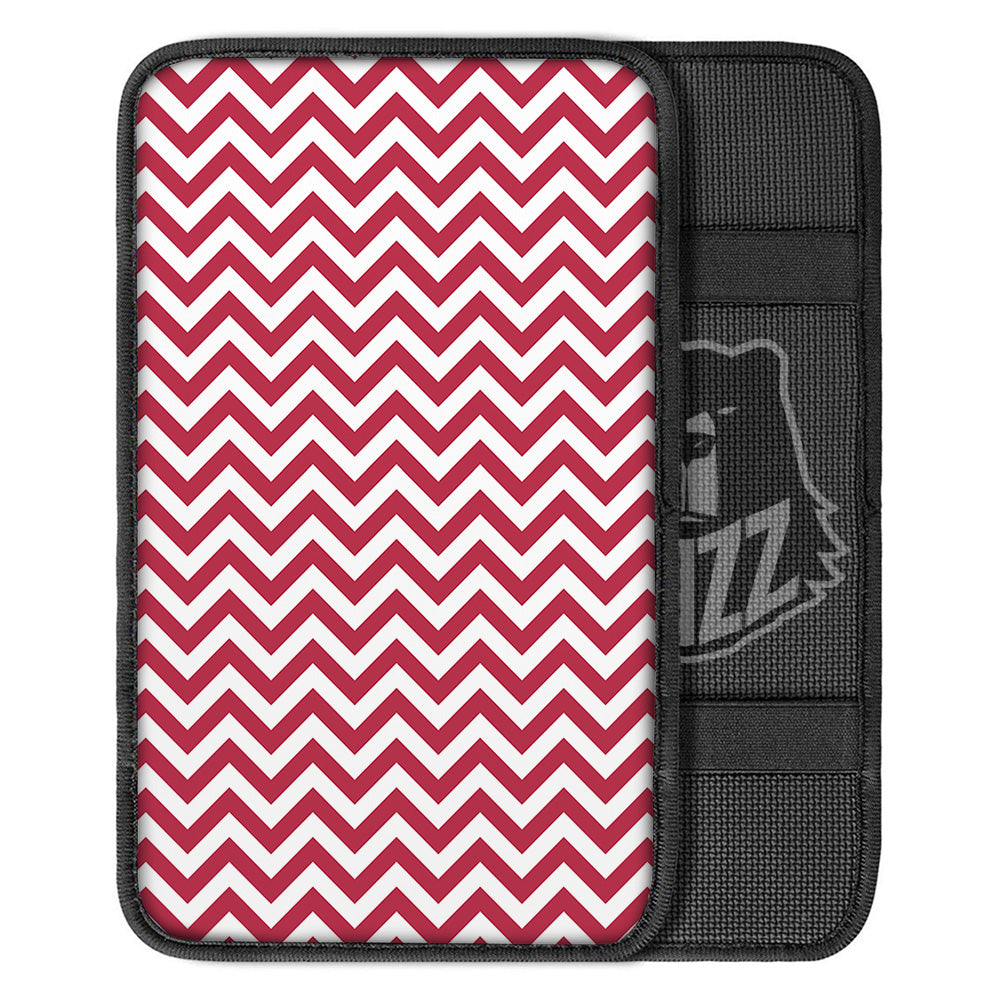 Maroon Zigzag Print Pattern Car Center Console Cover-grizzshop