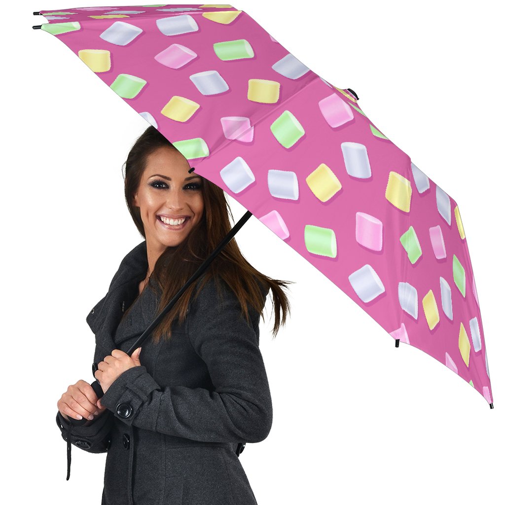 Marshmallow Colorful Pattern Print Automatic Foldable Umbrella-grizzshop
