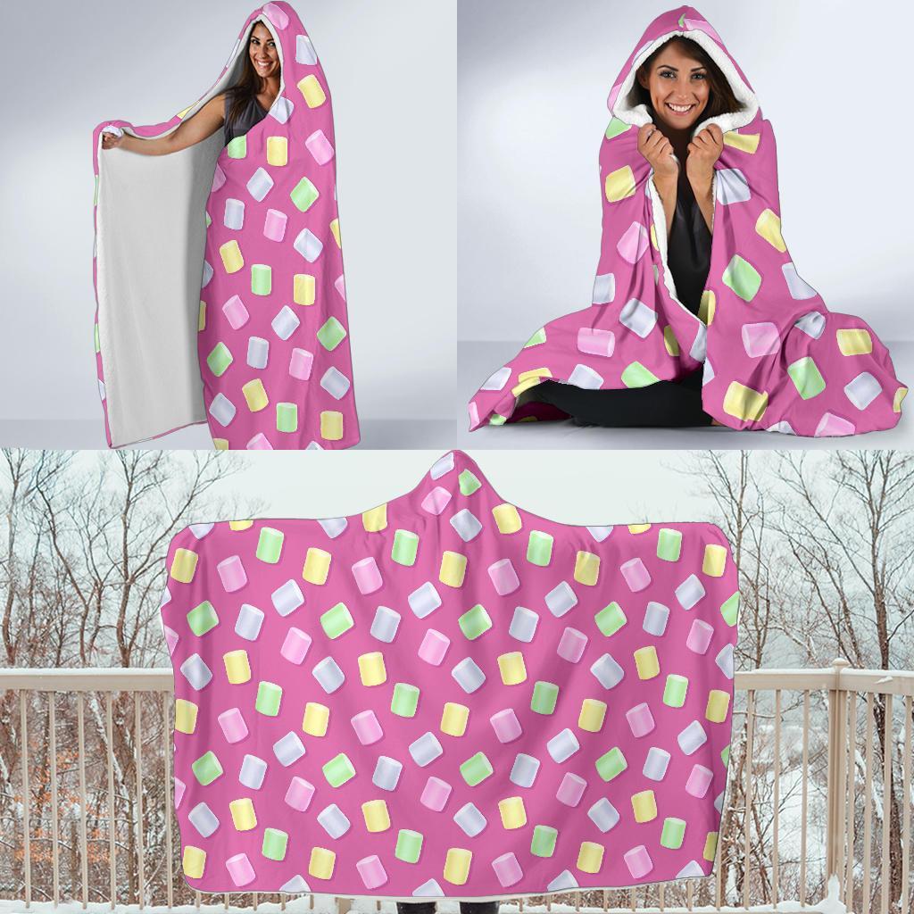 Marshmallow Colorful Pattern Print Hooded Blanket-grizzshop