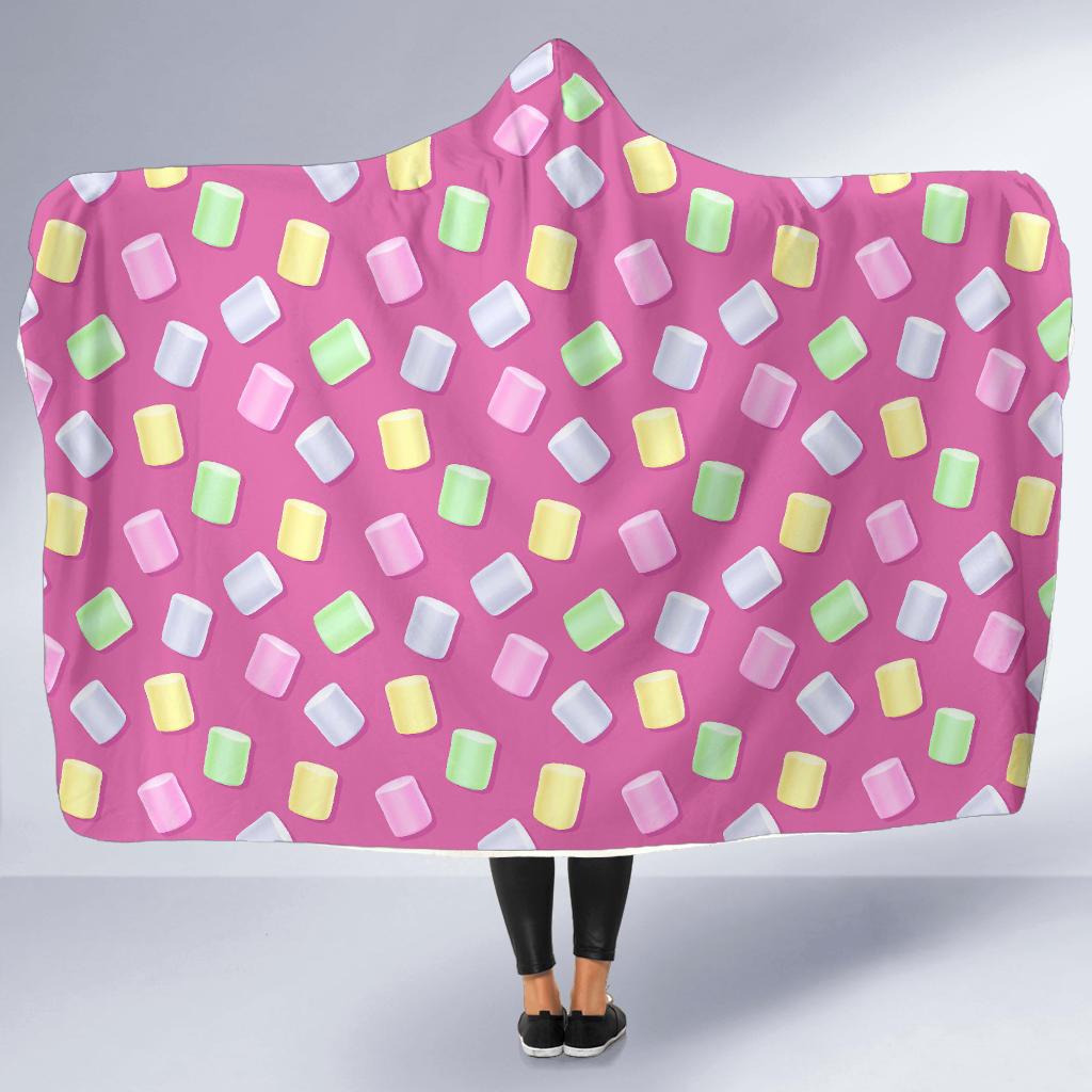 Marshmallow Colorful Pattern Print Hooded Blanket-grizzshop