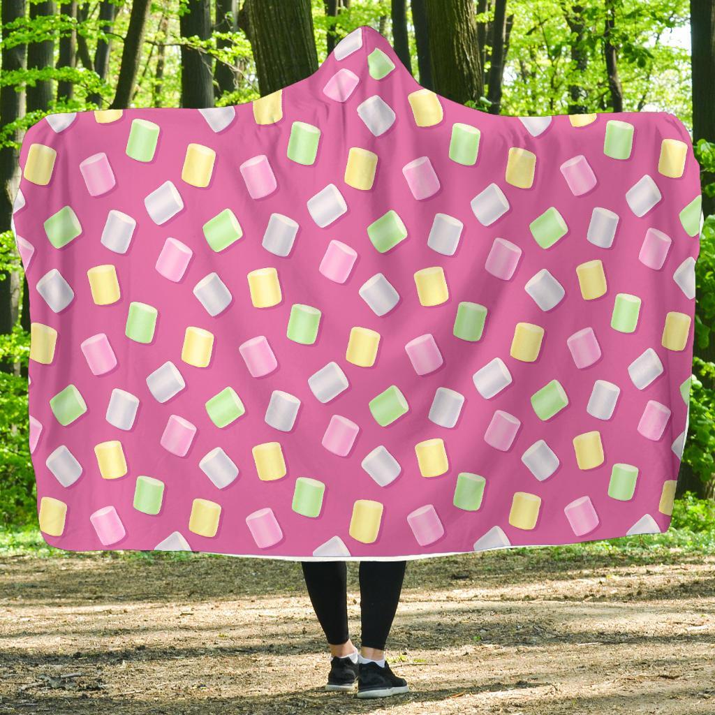 Marshmallow Colorful Pattern Print Hooded Blanket-grizzshop