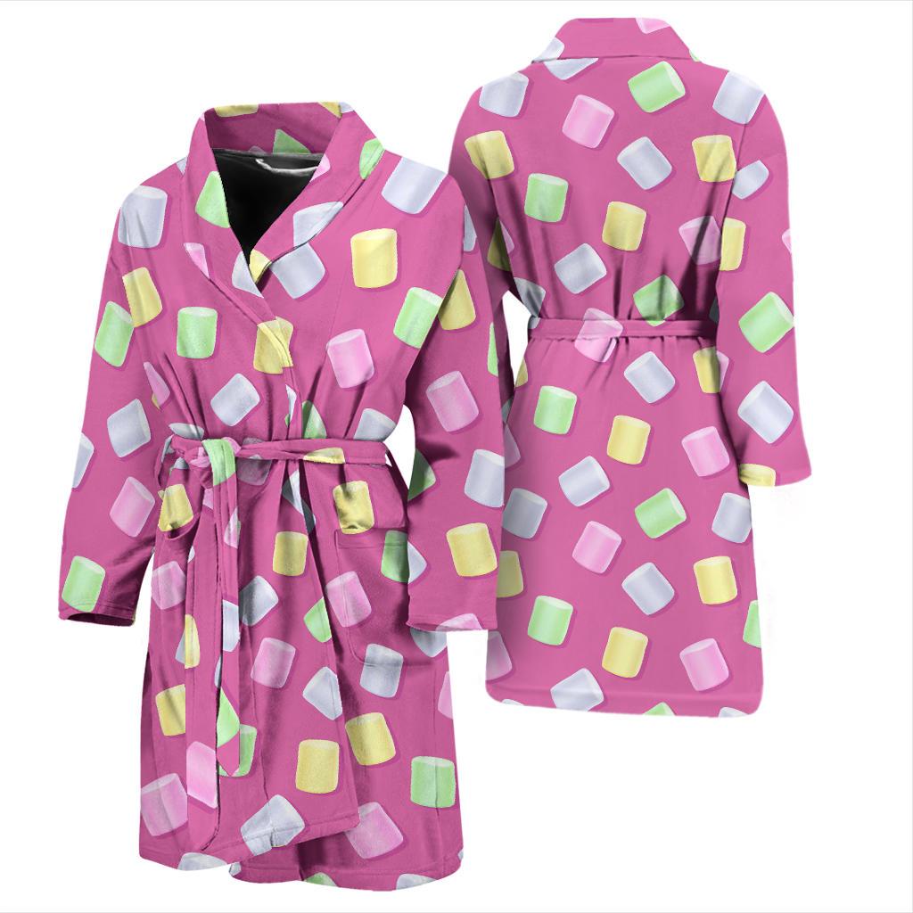 Marshmallow Colorful Pattern Print Men Long Robe-grizzshop