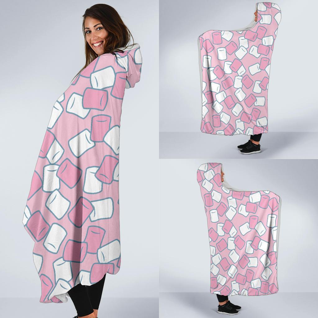 Marshmallow Colorful Print Pattern Hooded Blanket-grizzshop