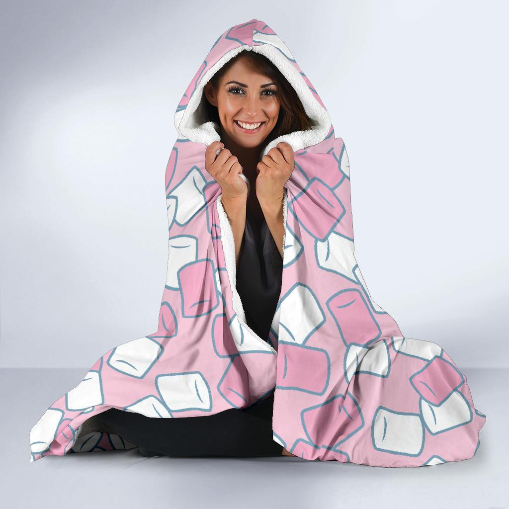 Marshmallow Colorful Print Pattern Hooded Blanket-grizzshop
