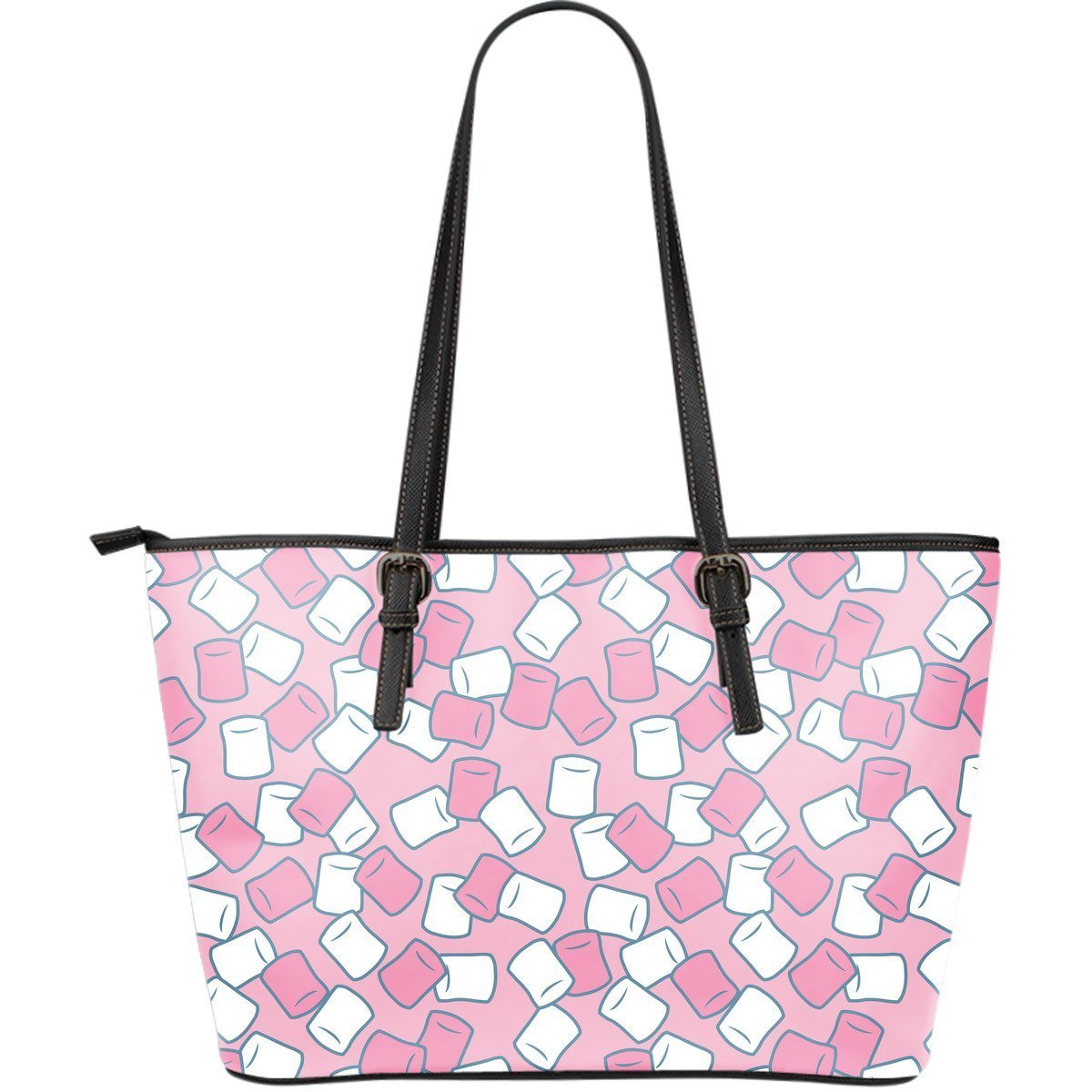 Marshmallow Colorful Print Pattern Leather Tote Bag-grizzshop
