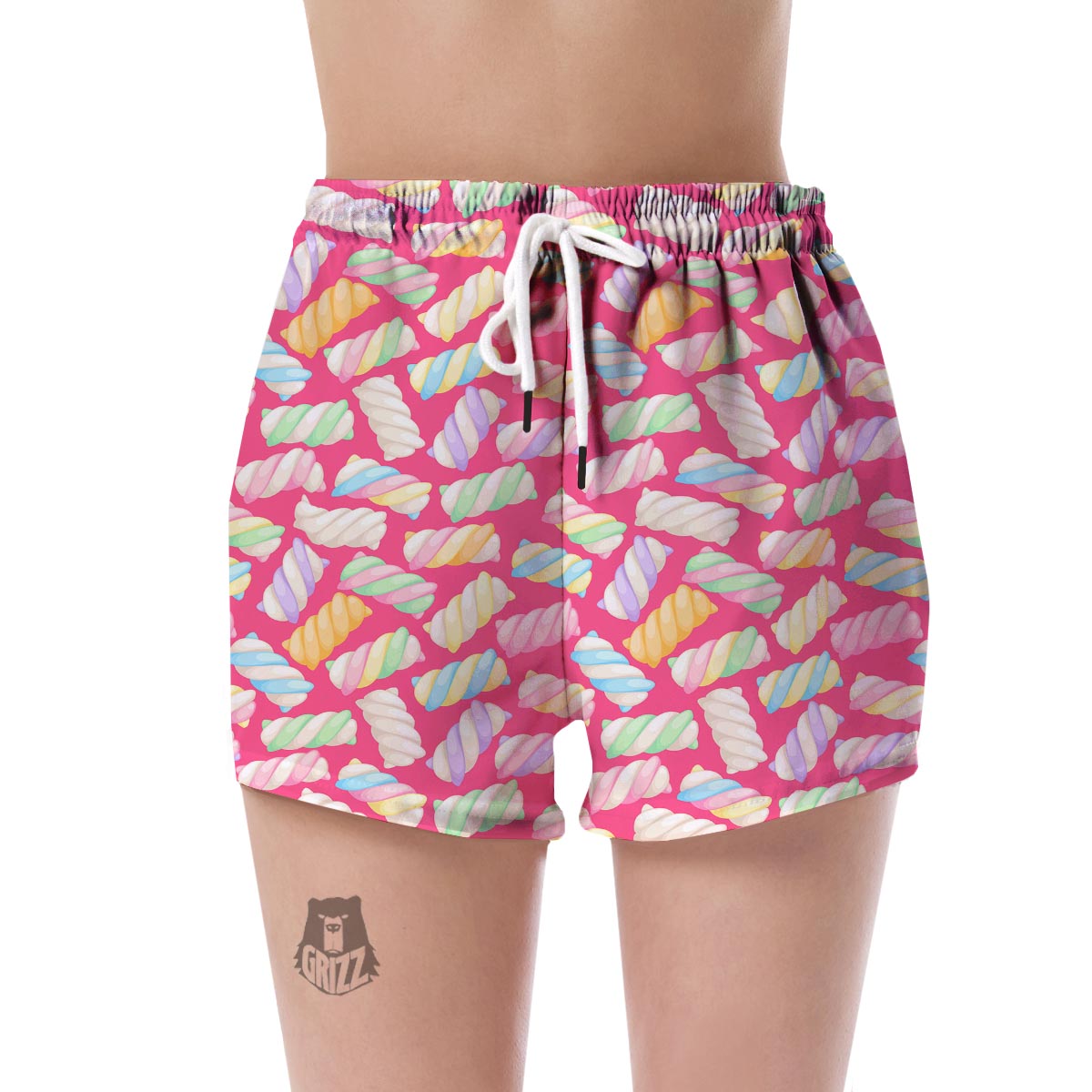 Marshmallow Pink Pattern Print Women's Shorts-grizzshop