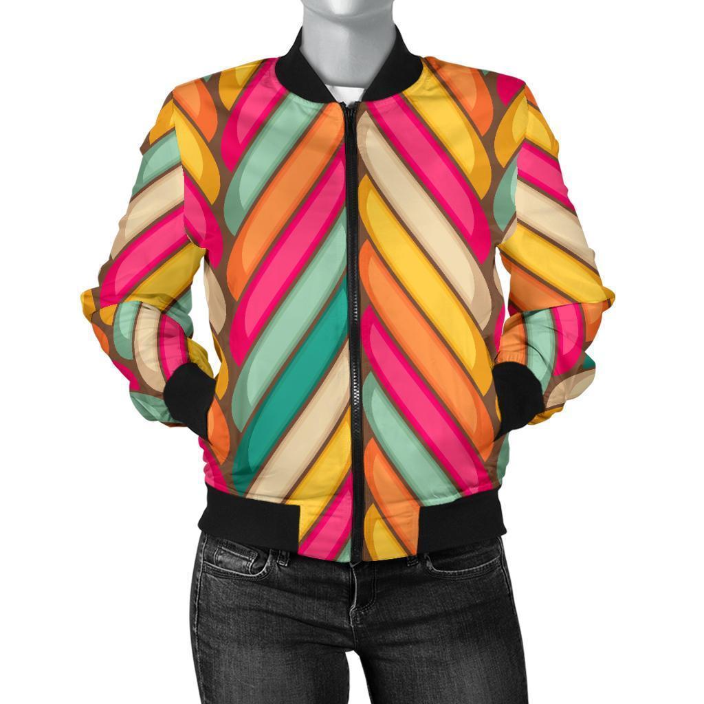 Marshmallow Pattern Print Women Casual Bomber Jacket-grizzshop