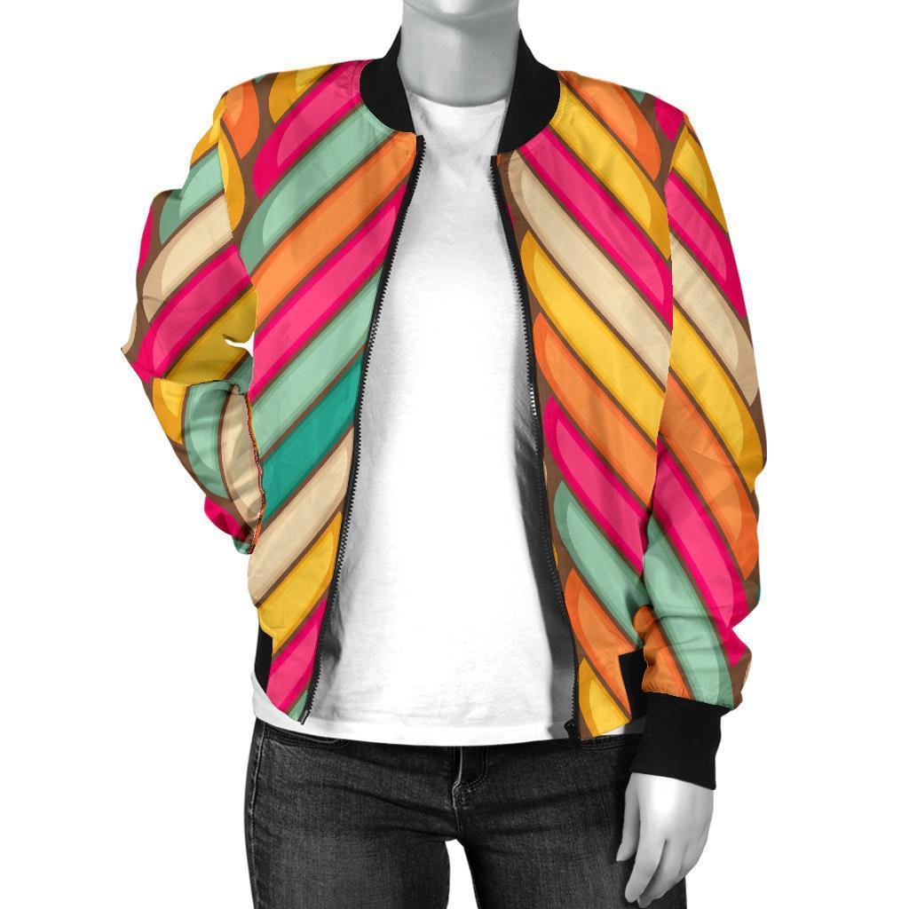 Marshmallow Pattern Print Women Casual Bomber Jacket-grizzshop
