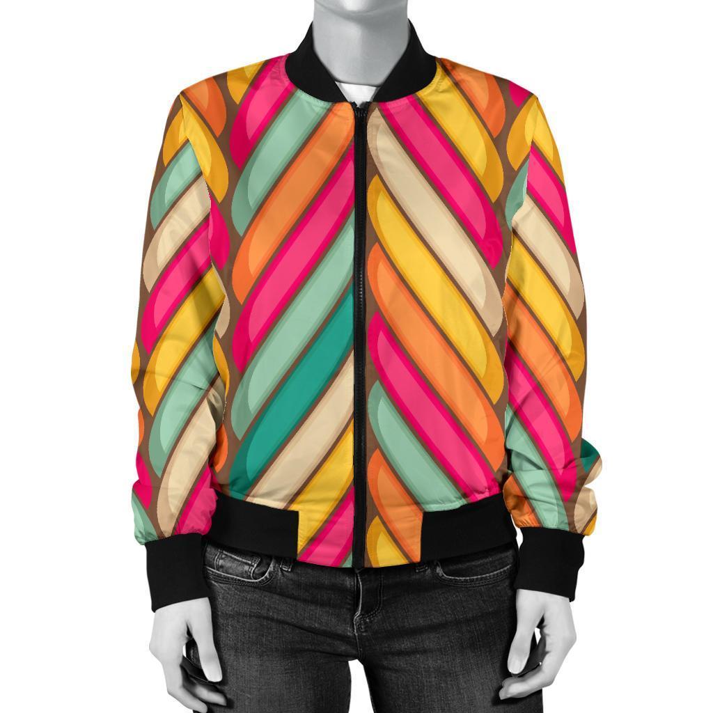Marshmallow Pattern Print Women Casual Bomber Jacket-grizzshop