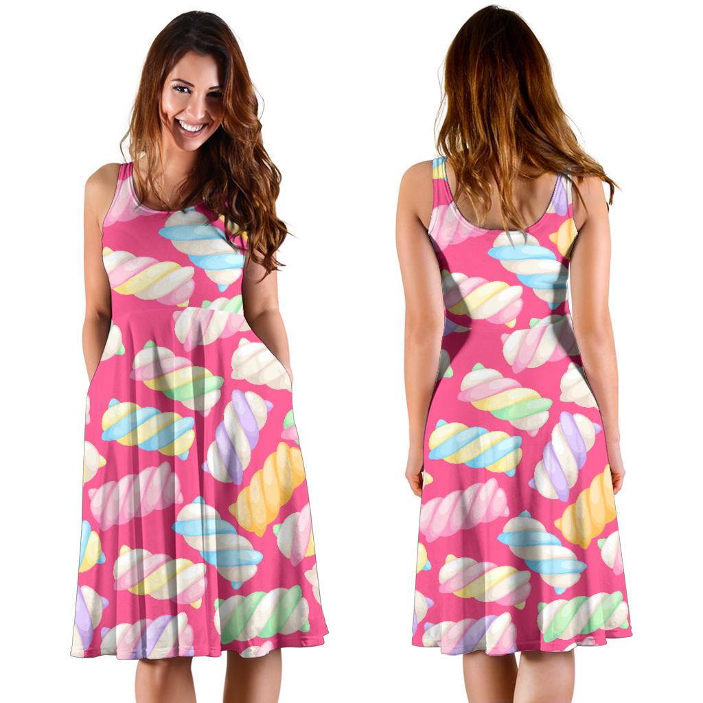 Marshmallow Pink Pattern Print Dress-grizzshop