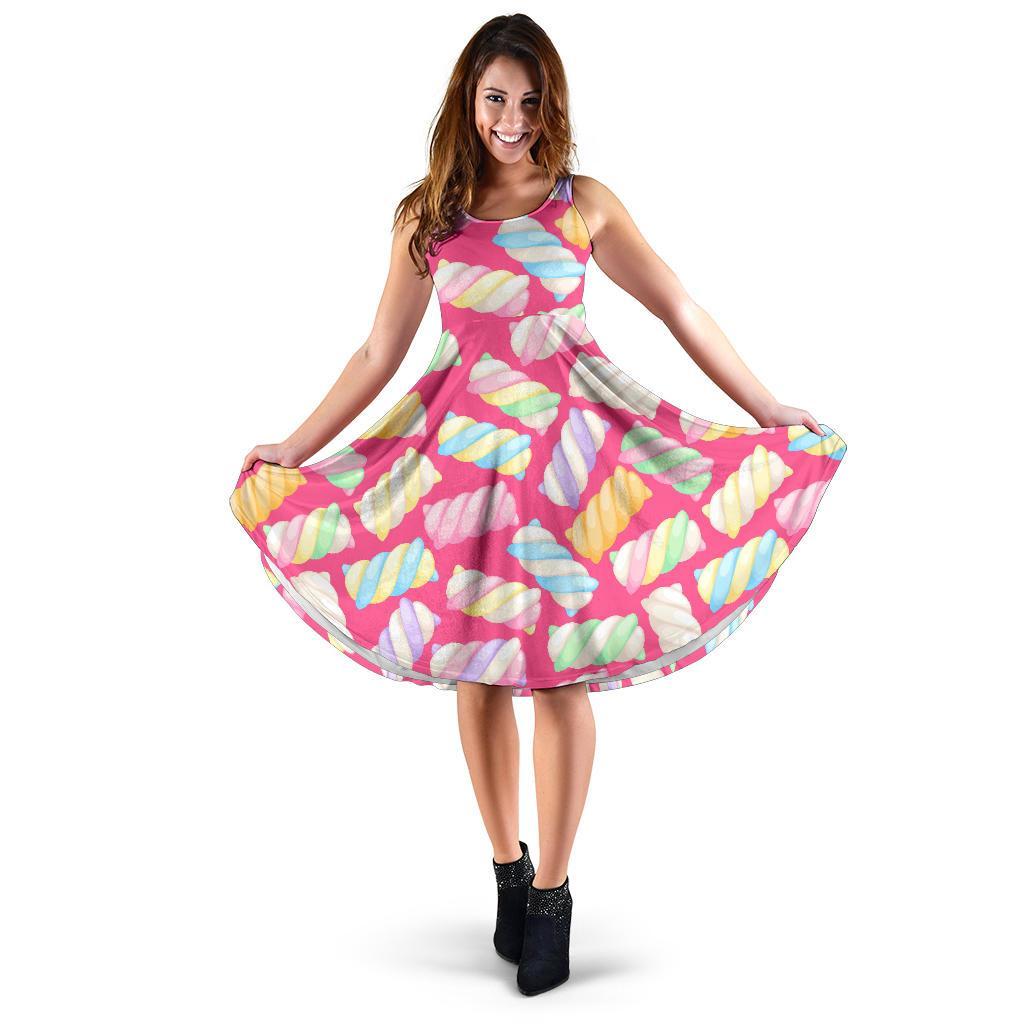 Marshmallow Pink Pattern Print Dress-grizzshop