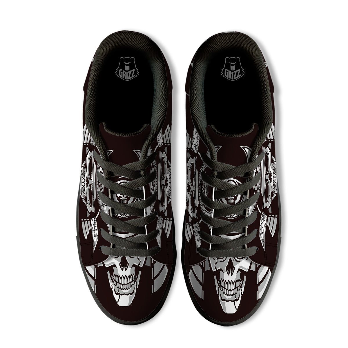 Mask Black Samurai Print Black Low Top Sneakers-grizzshop