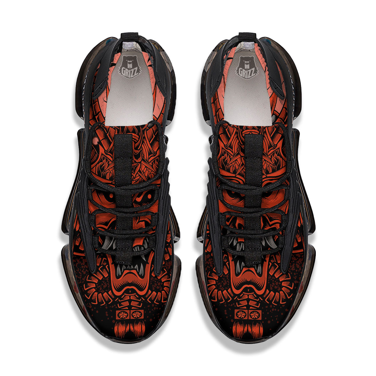 Mask Red Samurai Print Black Gym Shoes-grizzshop