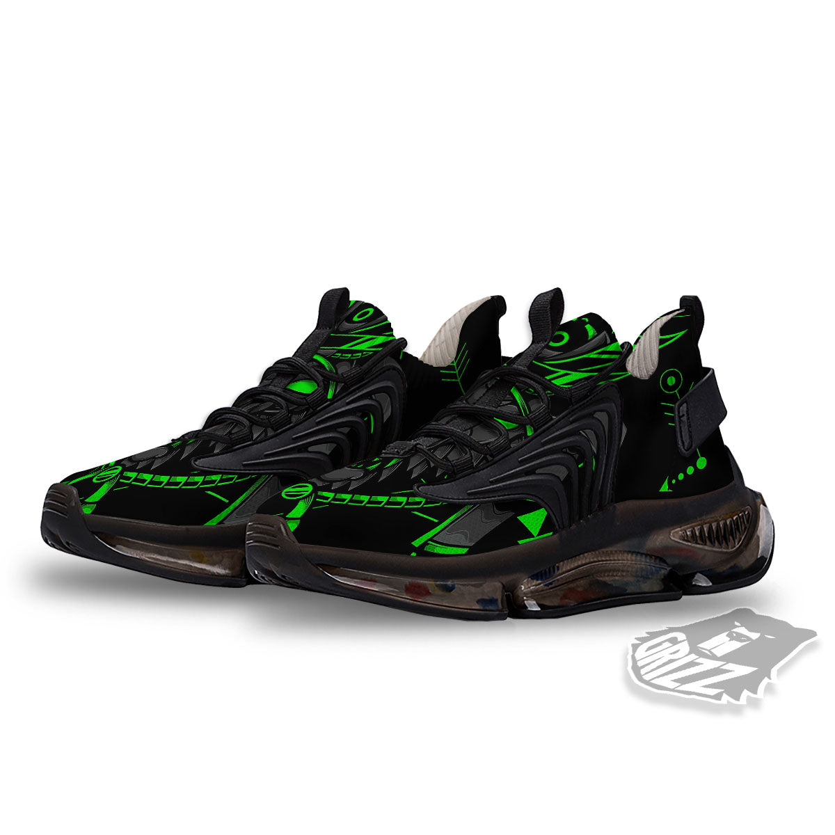 Mask Robot Samurai Print Black Gym Shoes-grizzshop